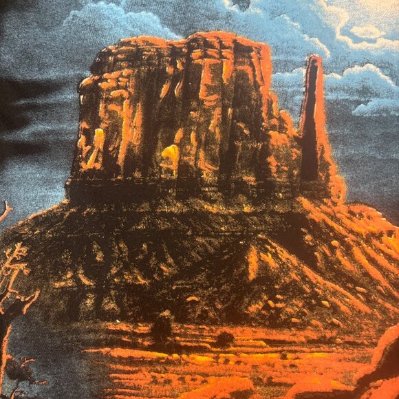 Vintage Mountain Shirt Medium Crewneck Graphic Print Monument Valley Distressed - Picture 8 of 11